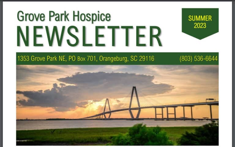 Bereavement Service Orangeburg SC - Grove Park Hospice Newsletter Summer 2023