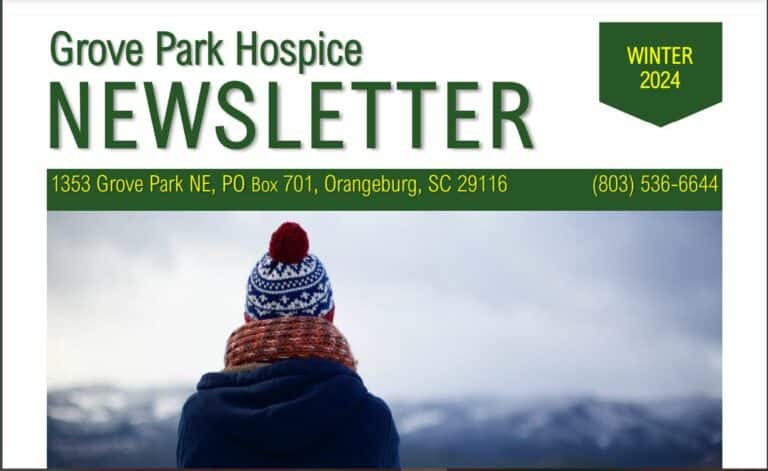 Bereavement Services Orangeburg SC - Grove Park Hospice Newsletter Winter 2024